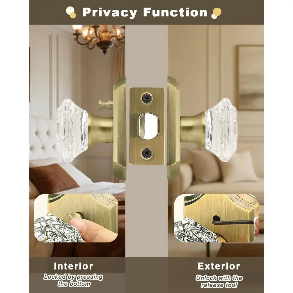 Brass Golden Tone Elegant Bathroom Door Nob New